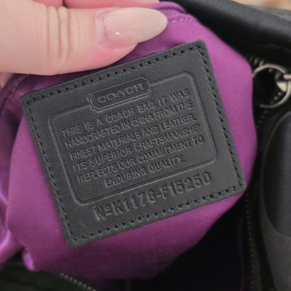 Black Satin Coach Shoulder Bag - Picture 7 of 8